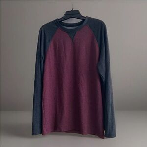 Orvis Shirt Mens Medium Burgundy Red Baseball Casual Pullover Sweatshirt